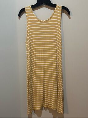 Olivia Rae Striped Sleeveless Dress - Mustard & White